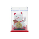 Lucky Cat Figurine – Waving Fortune Cat in Display Box inside a clear plastic case.